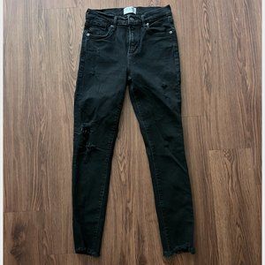 AGOLDE FEEL GOOD BLACK JEANS DISTRESSED RIPPED WOMEN'S 25
